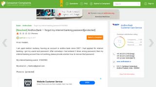 [Resolved] Andhra Bank — forgot my internet banking password ...
