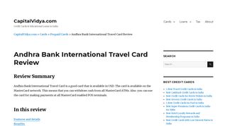 Andhra Bank International Travel Card Review - CapitalVidya.com