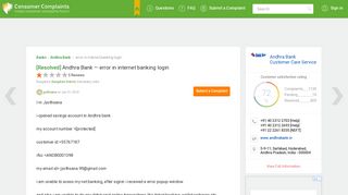 [Resolved] Andhra Bank — error in internet banking login