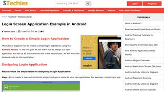 Login Screen Application Example in Android - STechies