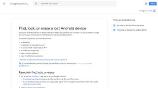 Find, lock, or erase a lost Android device - Google Account Help