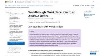 Walkthrough - Workplace Join to an Android device | Microsoft Docs