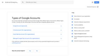Types of Google Accounts - Android Enterprise Help - Google Support