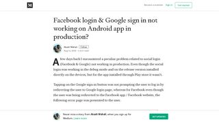 Facebook login & Google sign in not working on Android app in ...