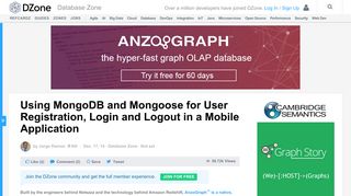Using MongoDB and Mongoose for User Registration, Login ... - DZone