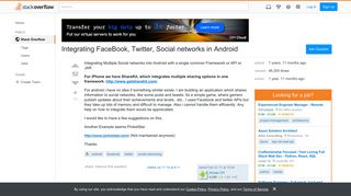 Integrating FaceBook, Twitter, Social networks in Android - Stack ...