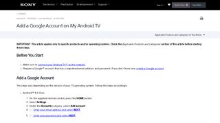 Add a Google Account on My Android TV | Sony USA