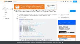Android app blank screen after Facebook login on WebView - Stack ...
