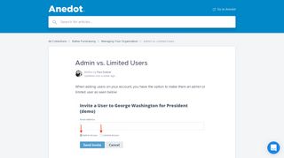 Admin vs. Limited Users | Anedot Answers
