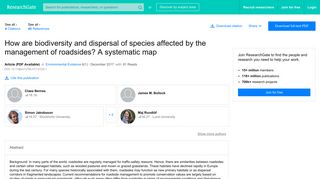 (PDF) How are biodiversity and dispersal of species affected by the ...