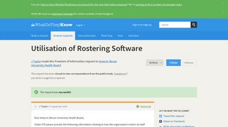 Utilisation of Rostering Software - a Freedom of Information request to ...