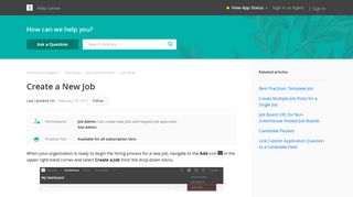 Create a New Job – Greenhouse Support