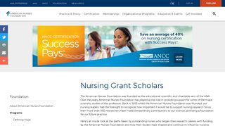 Nursing Grant Scholars - American Nurses Association