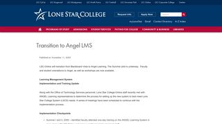 Transition to Angel LMS - Lone Star College