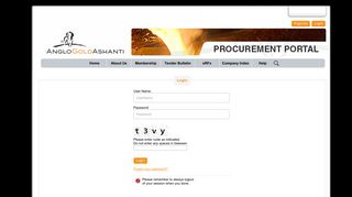 AngloGold Ashanti Procurement Portal - Login