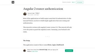 Angular 2 router authentication – Ashutosh Singh – Medium