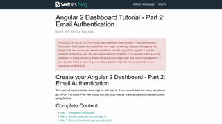 Angular 2 Dashboard Tutorial - Part 2: Email Authentication