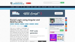 Social Login using Angular and RESTful APIs - 9Lessons