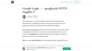 Google Login — googleyolo WITH Angular 5 – Brian Schardt – Medium