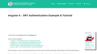 Angular 6 - JWT Authentication Example & Tutorial | Jason Watmore's ...