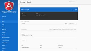 AngularJS Material - Demos > Input