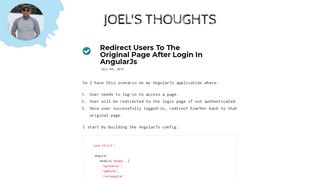 Redirect Users To The Original Page After Login In AngularJs – Joel's ...
