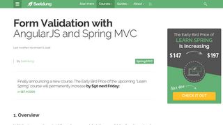 Form Validation with AngularJS and Spring MVC | Baeldung