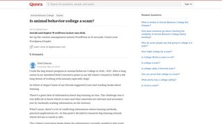 Is animal behavior college a scam? - Quora