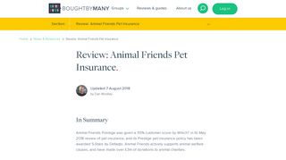 Review: Animal Friends Pet Insurance - Bought By Many