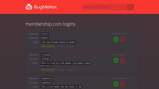membership.com passwords - BugMeNot