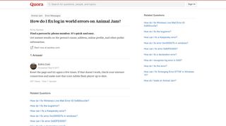 How to fix log in world errors on Animal Jam - Quora