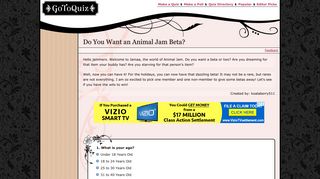 Do You Want an Animal Jam Beta? - GoToQuiz.com