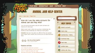 How do I use the same account for Animal Jam and Play Wild ...