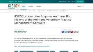 IDEXX Laboratories Acquires Animana BV, Makers ... - PR Newswire UK