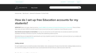 How do I set up free Education accounts for my students? - Animoto Help