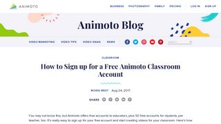 How to Sign up for a Free Animoto Classroom Account | Animoto Blog