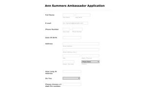 Ann Summers Ambassador Application - JotForm