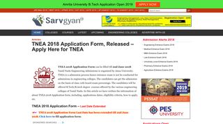 TNEA 2018 Application Form, Released - Apply Here for TNEA