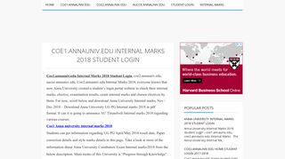 COE1.ANNAUNIV.EDU INTERNAL MARKS 2018 STUDENT LOGIN