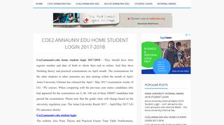 COE2.ANNAUNIV.EDU HOME STUDENT LOGIN 2017-2018