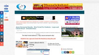 Anna University Results - New Portal For Students - Login and Check ...