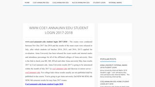 WWW.COE1.ANNAUNIV.EDU STUDENT LOGIN 2017-2018