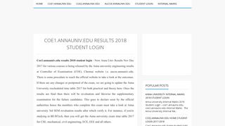 COE1.ANNAUNIV.EDU RESULTS 2018 STUDENT LOGIN