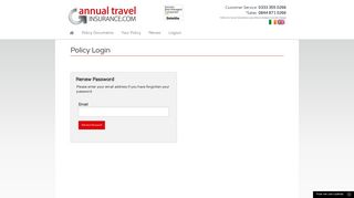 Policy Login - Annual Travel Insurance