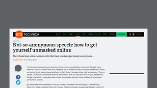 Not-so-anonymous speech: how to get yourself unmasked online | Ars ...