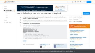 how to define login user and become root in playbook - Stack Overflow