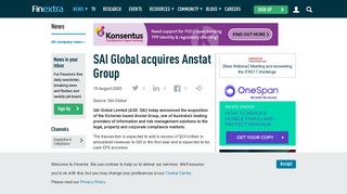 SAI Global acquires Anstat Group - Finextra Research