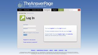 The Answer Page - Login
