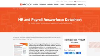 HR and Payroll Answerforce Datasheet | Kronos