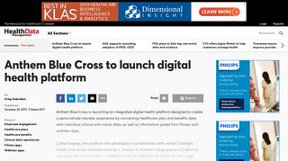 Anthem Blue Cross to launch digital health platform | Health Data ...